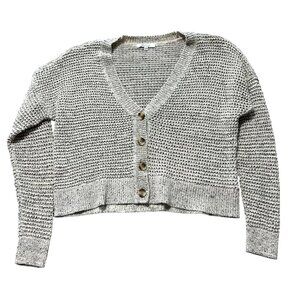 Madewell Womens Small Beige Button-Up Textured Knit Cropped Cardigan Sweater